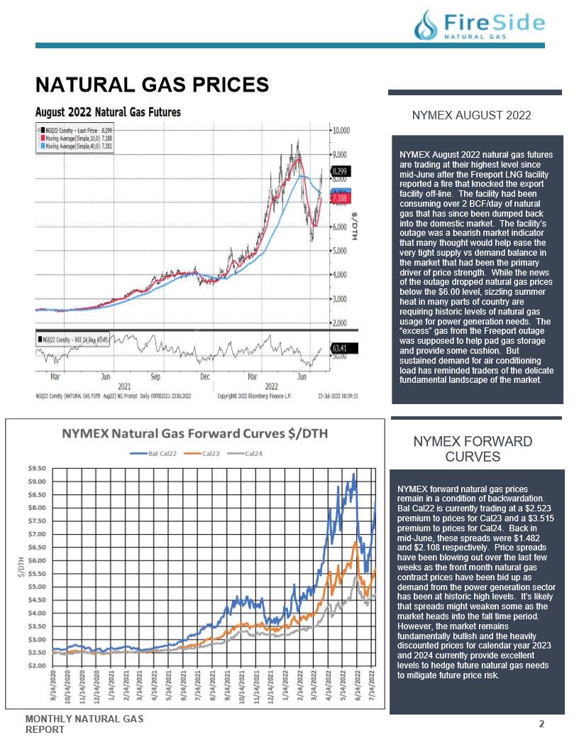 July 2022 Monthly Natural Gas Report FireSide Natural Gas