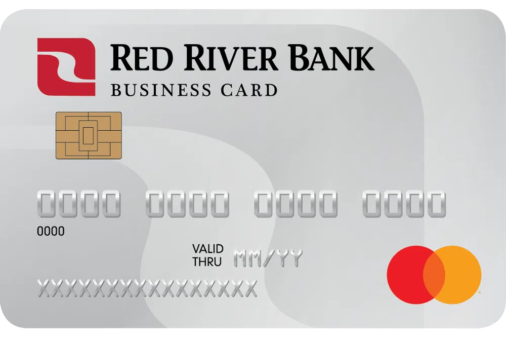 Red River Bank silver business Mastercard credit card with chip and Mastercard logo