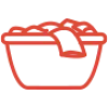 Red pixel art style image of a clothes hanger with a hook on top