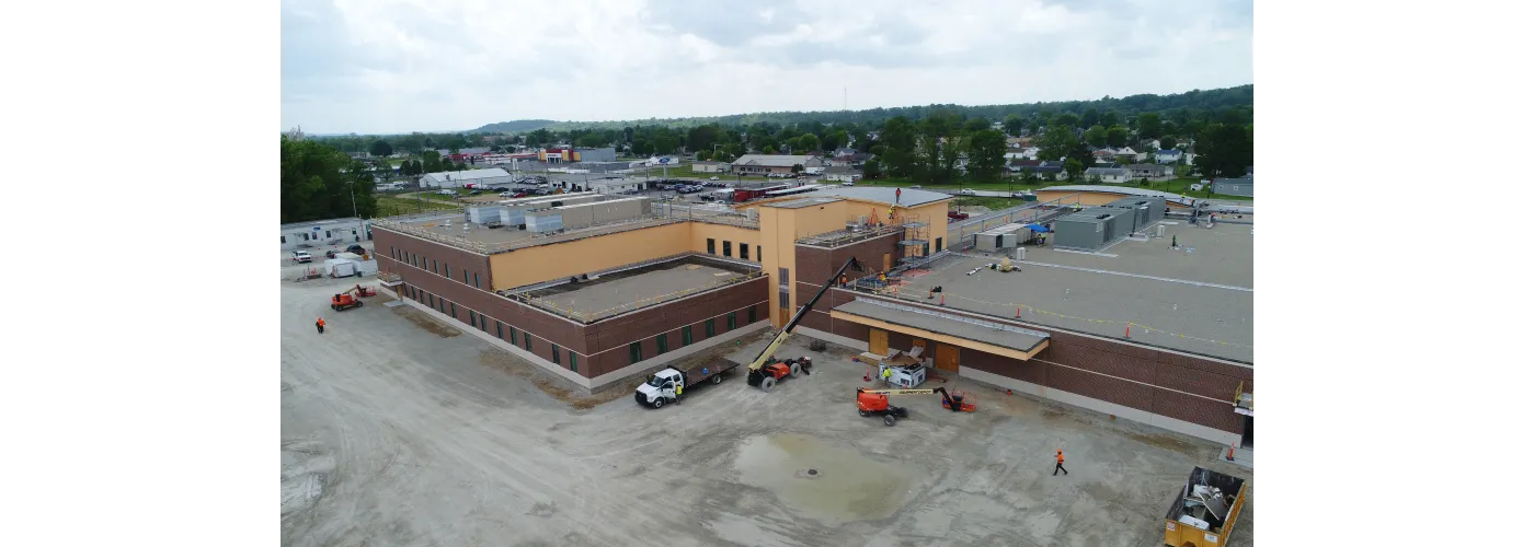 Work continues on Reid Health's new campus in Connersville on May 15, 2025.