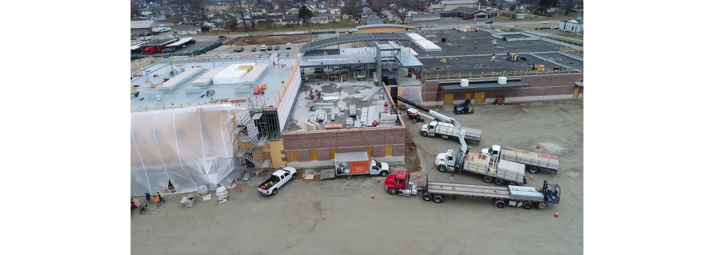 Work continues on Reid Health's new campus in Connersville on Feb. 11, 2025.