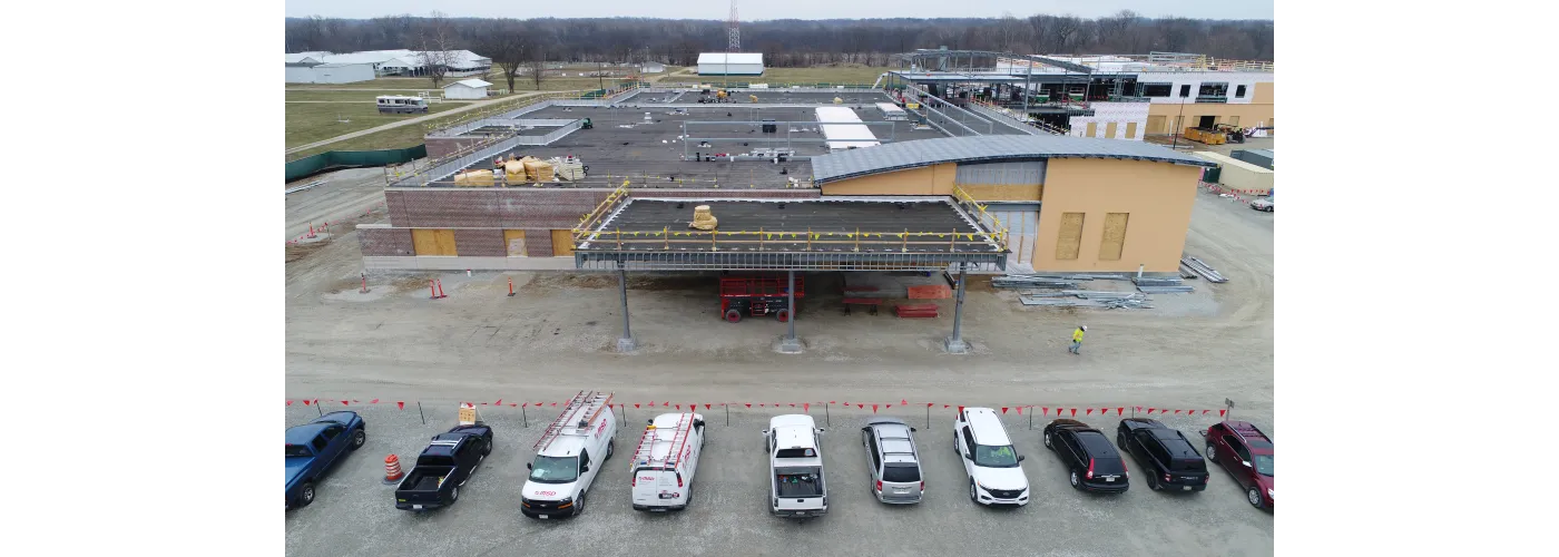 Work continues on Reid Health's new campus in Connersville on Feb. 11, 2025.