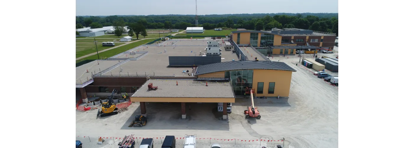 Work continues on Reid Health's new campus in Connersville on June 12, 2025.