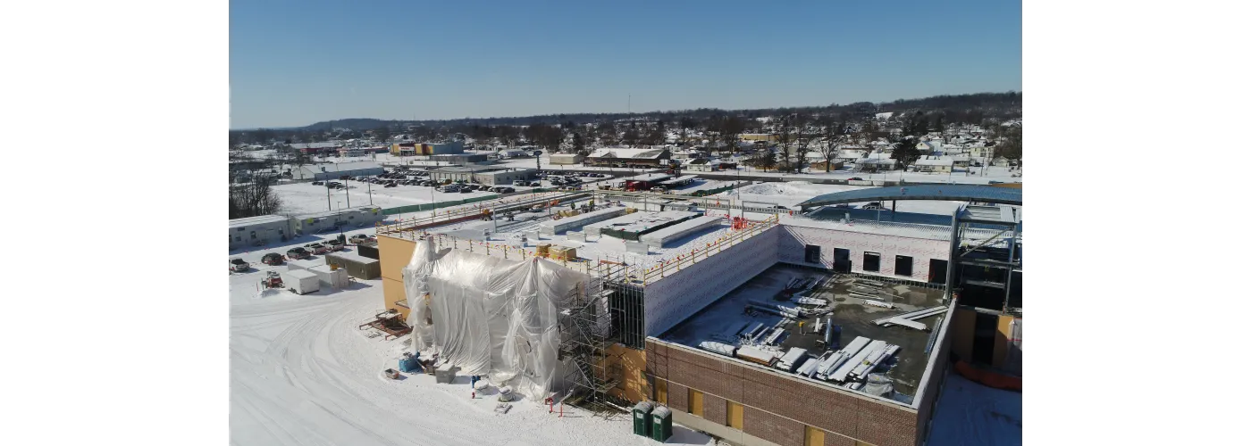 Work continues on Reid Health's new campus in Connersville on Feb. 20, 2025.