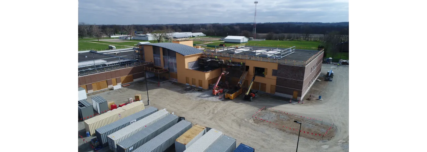 Work continues on Reid Health's new campus in Connersville on April 1, 2025.
