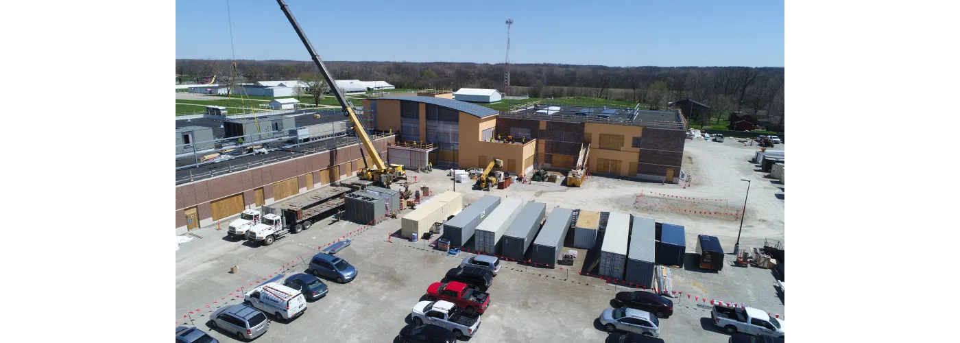 Work continues on Reid Health's new campus in Connersville on April 8, 2025.