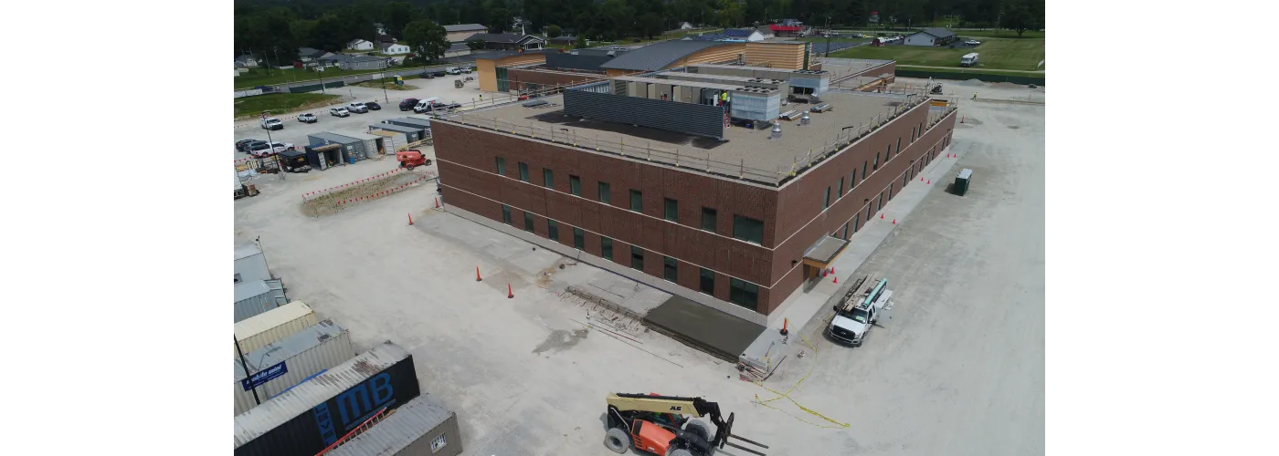 Work continues on Reid Health's new campus in Connersville on June 12, 2025.