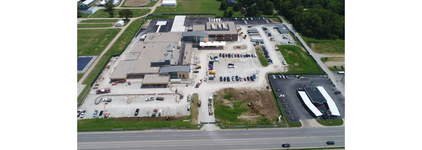 Work continues on Reid Health's new campus in Connersville on Aug. 8, 2025.