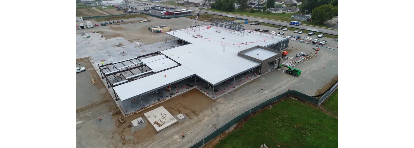 Work continues on Reid Health's new campus in Connersville on Oct. 1, 2024.