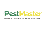 PestMaster logo with insect graphic and tagline Your Partner in Pest Control on black background