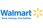 Walmart logo with blue text and a yellow spark symbol alongside the slogan Save money. Live better.
