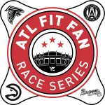 ATL Fit Fan Race Series logo featuring Atlanta sports teams and stadium with red and white design