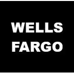 Wells Fargo logo with bold white text on a black background