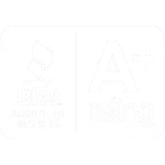 BBB Accredited Business logo with A+ rating symbol on white background