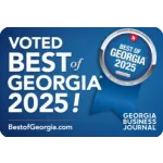 Voted Best of Georgia 2025 award badge by Georgia Business Journal on blue background