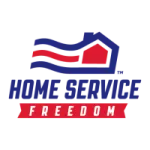 Home Service Freedom logo featuring a house and dynamic lines, emphasizing home care and service.