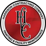 Logo of Harrison Contracting Company with red background and text for painting and facility maintenance services