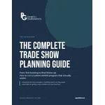 Trade show planning guide cover by PG Exhibits with tips for booking and follow-up in custom exhibit programs.
