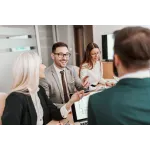 a group of people looking at each other