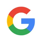 Google logo with red, yellow, green, and blue segments in a circular G shape on white background