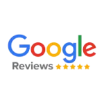 Google Reviews logo with five gold stars indicating top customer ratings and trust
