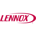 Lennox logo with bold red text and curved swoosh above the name representing the HVAC company.