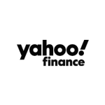 Yahoo Finance logo with bold black text on a transparent background