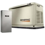 Generac generator and transfer switch showcasing reliable power solutions for homes.