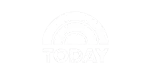 White TODAY show logo with a stylized three-arc rainbow design on transparent background.