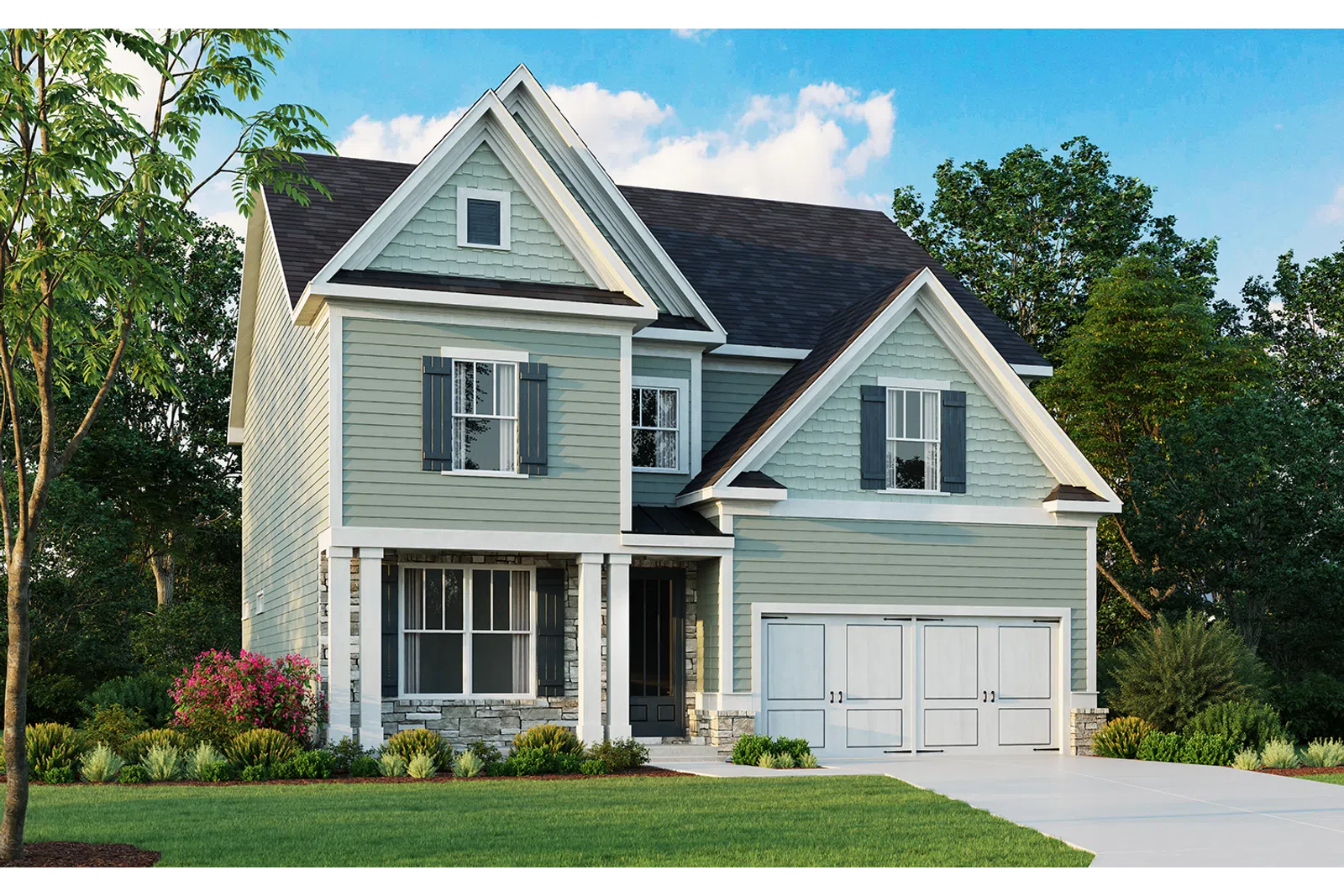 a house with a green lawn