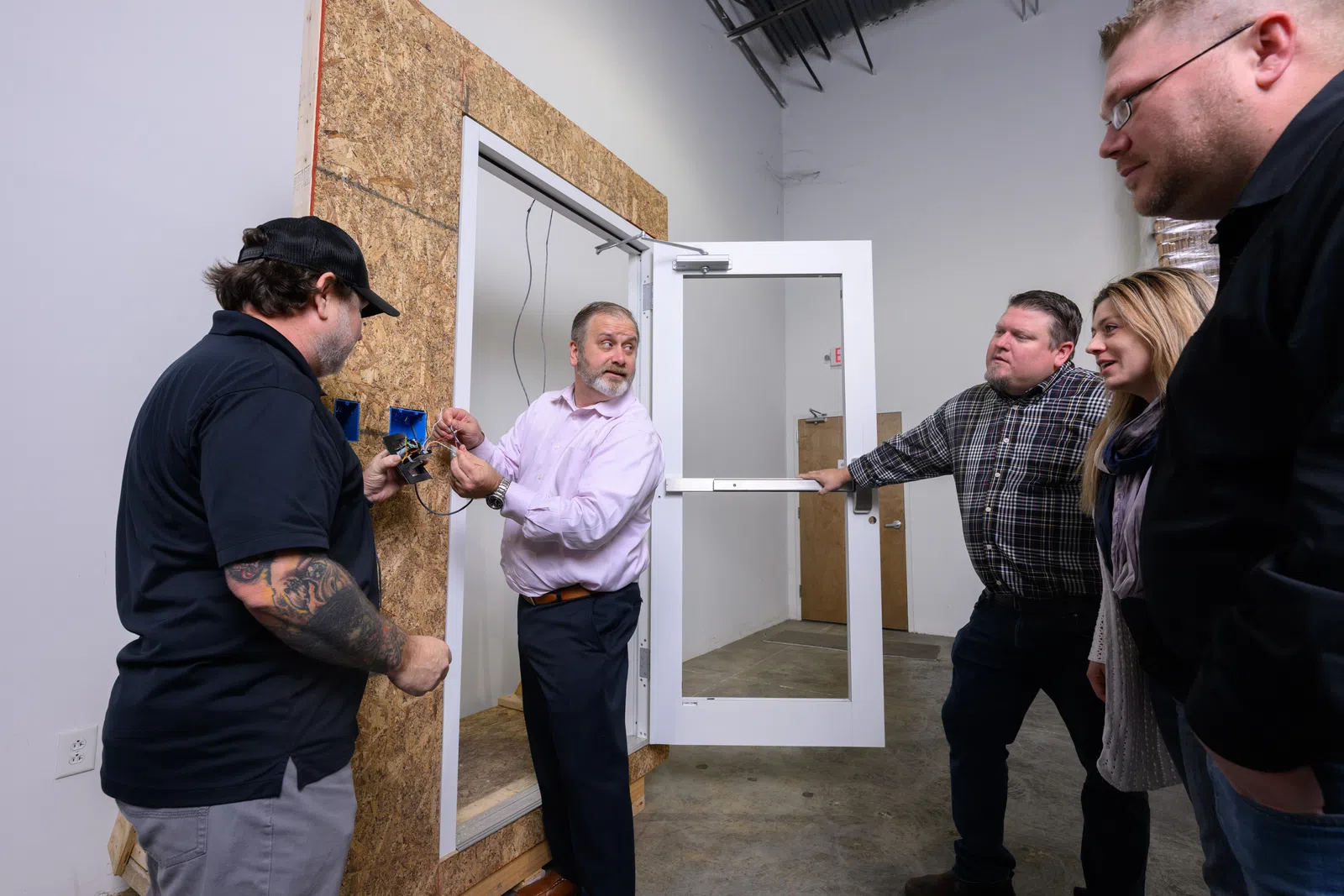 a group of people in a room
