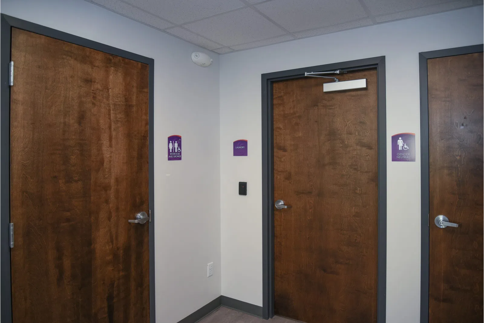 a couple of doors in a room