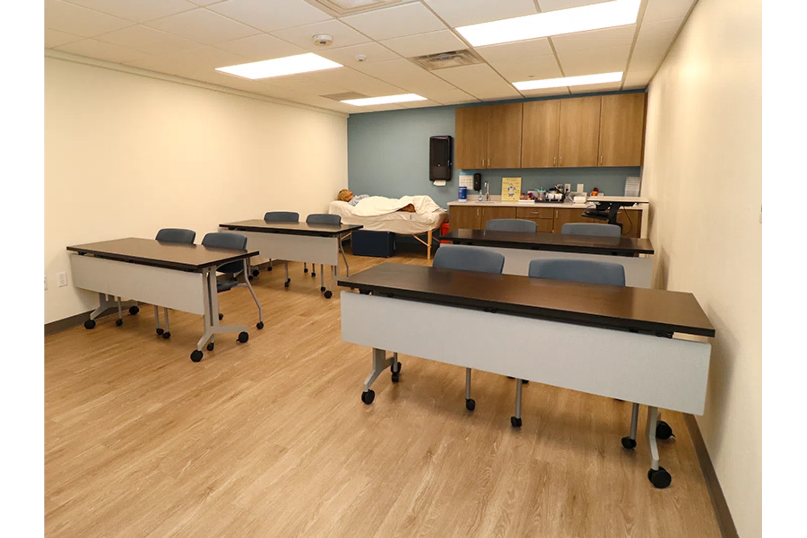 a room with desks and chairs