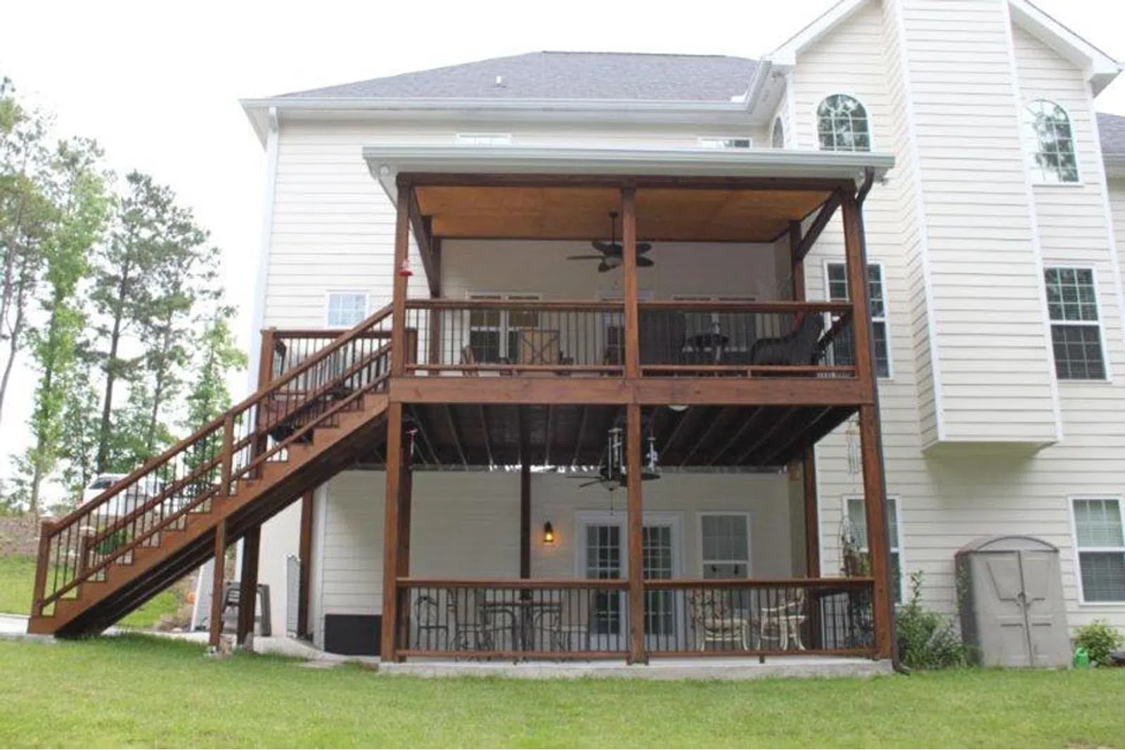 a house with a large deck