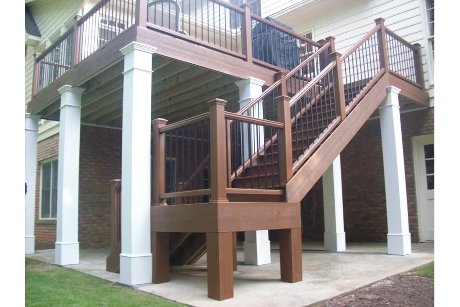 a wooden staircase in a building