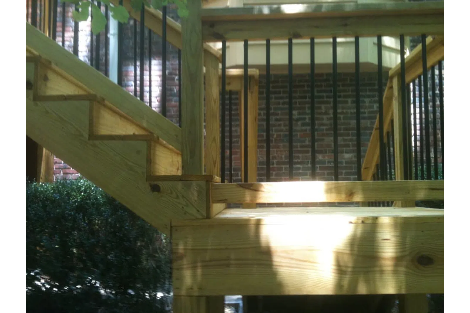 a staircase with a railing