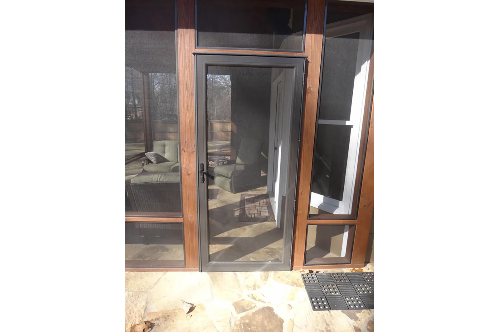 a glass door with a glass window