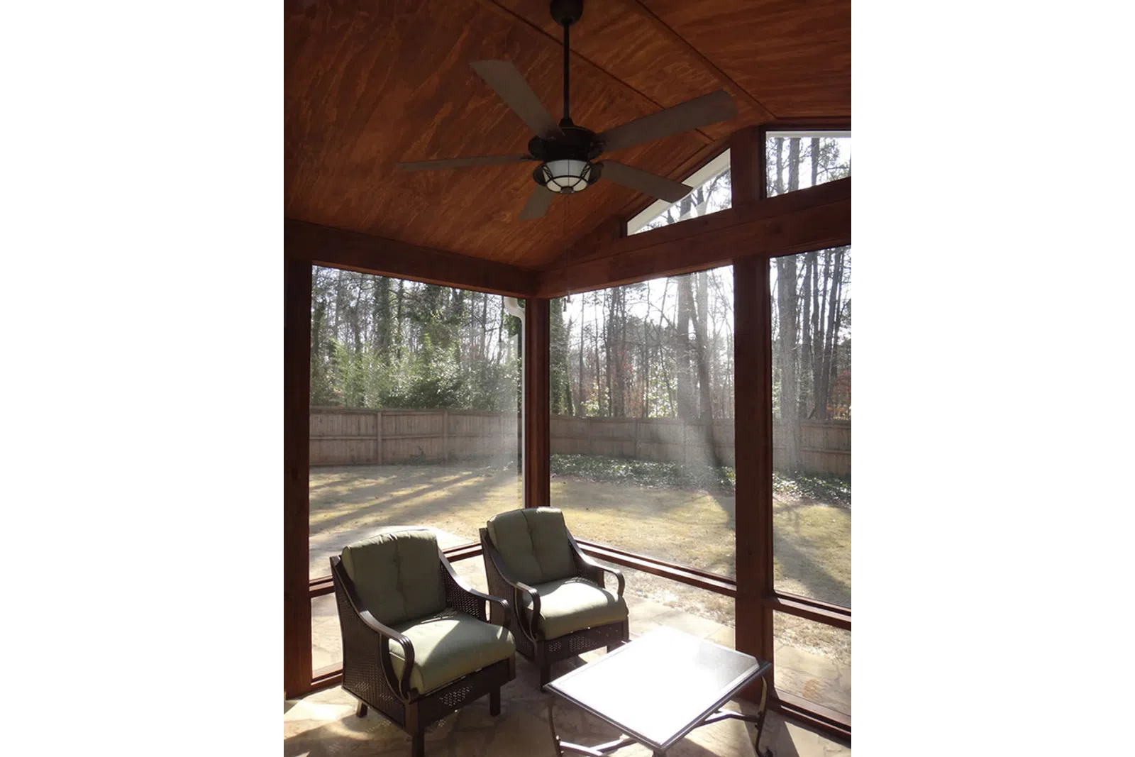 a room with a table and chairs