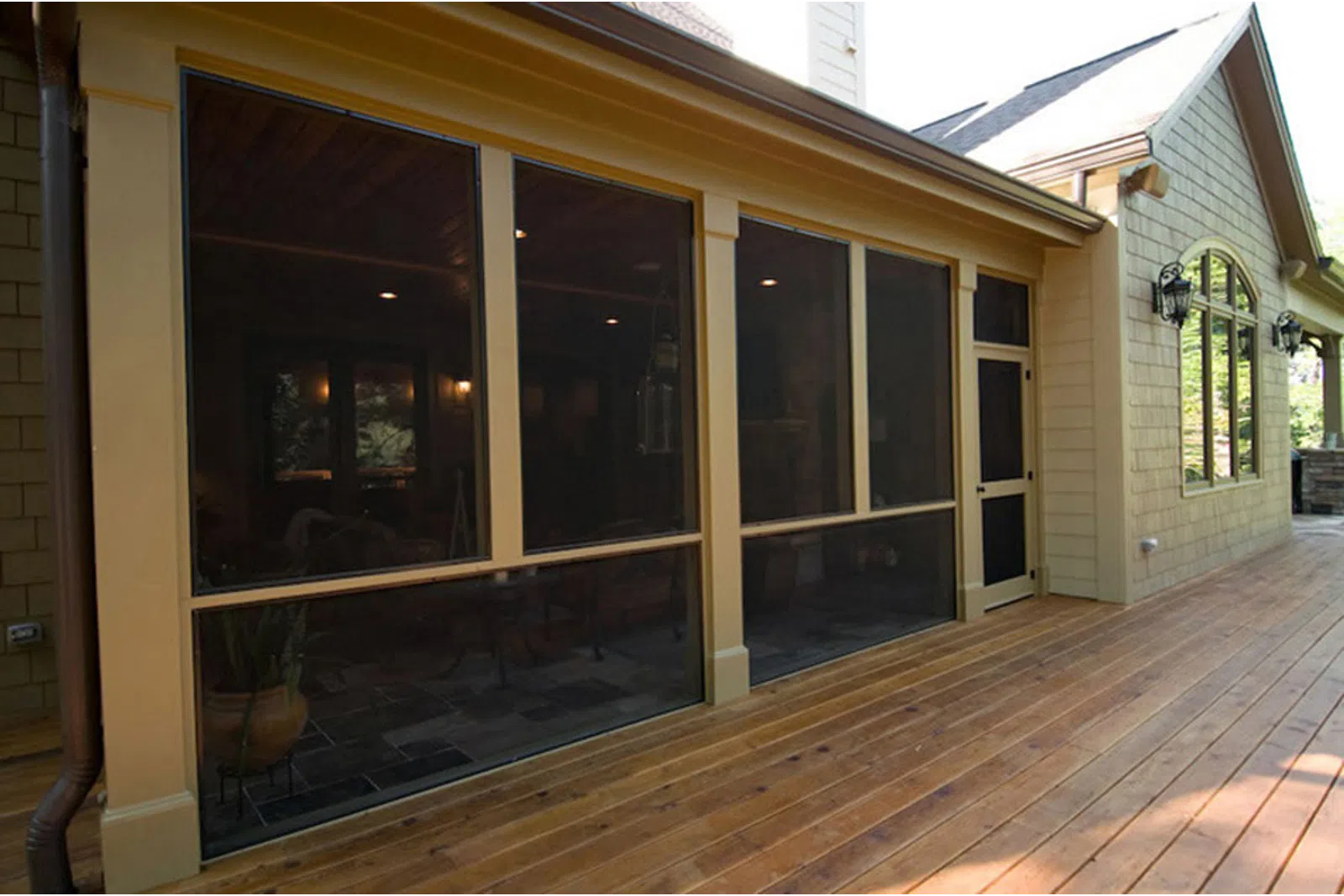 a house with a glass front