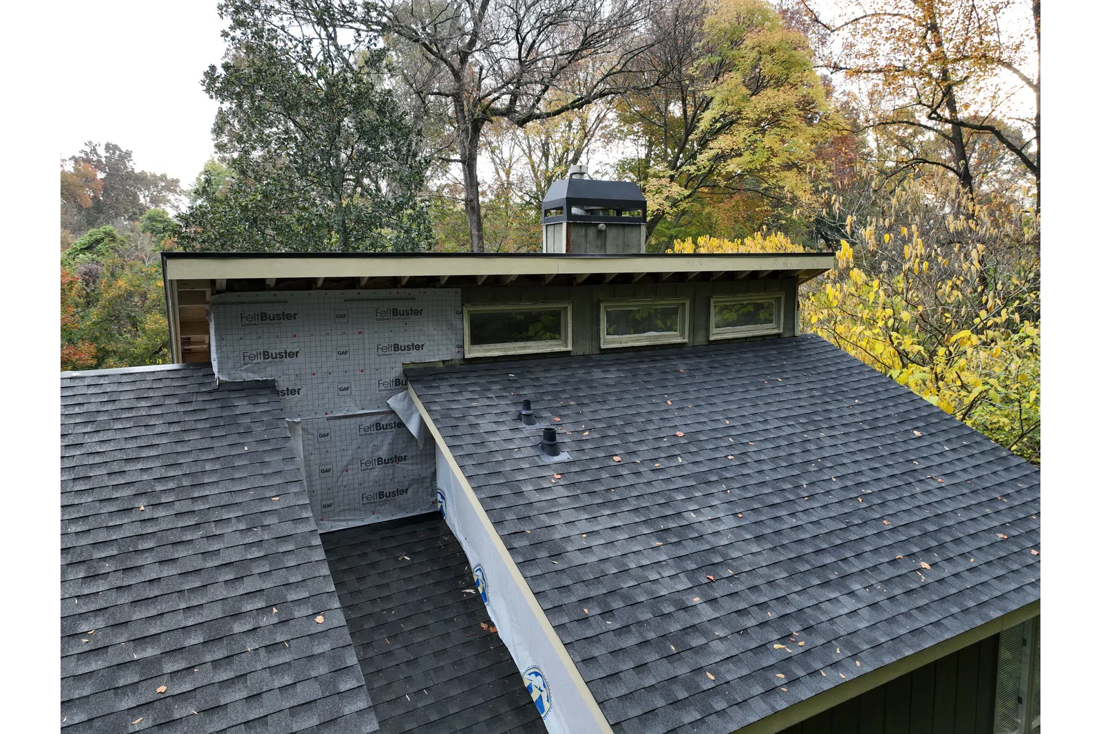 a roof with a solar panel