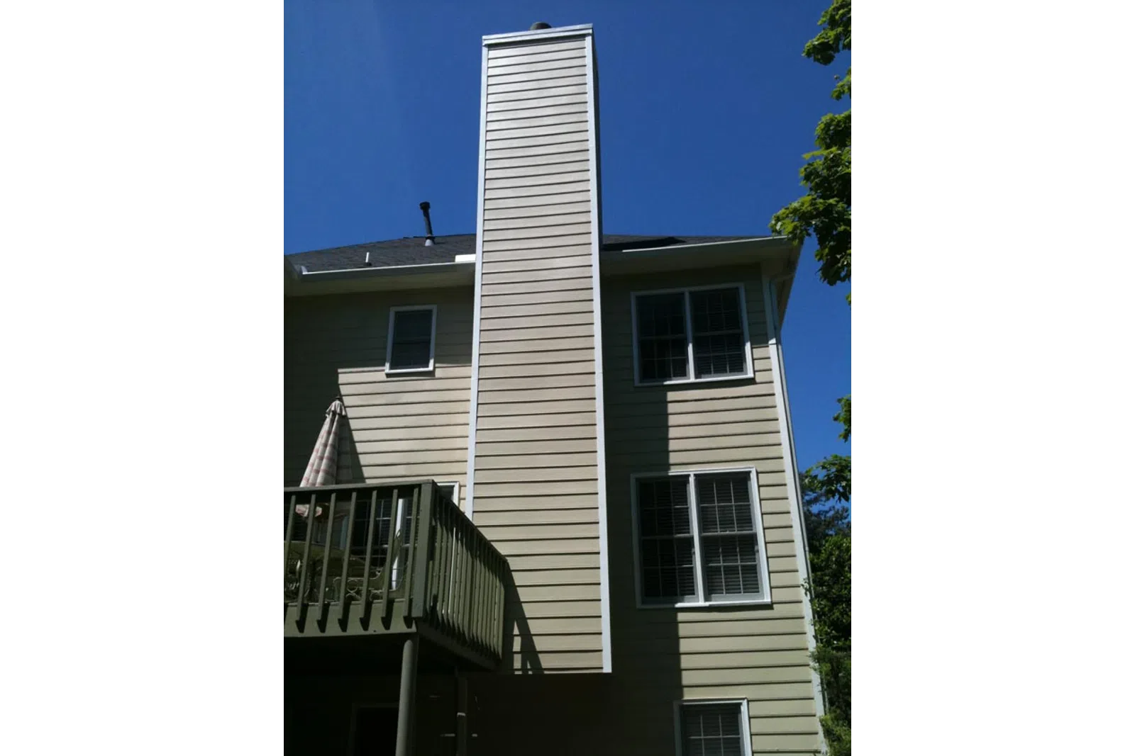a house with a white tower