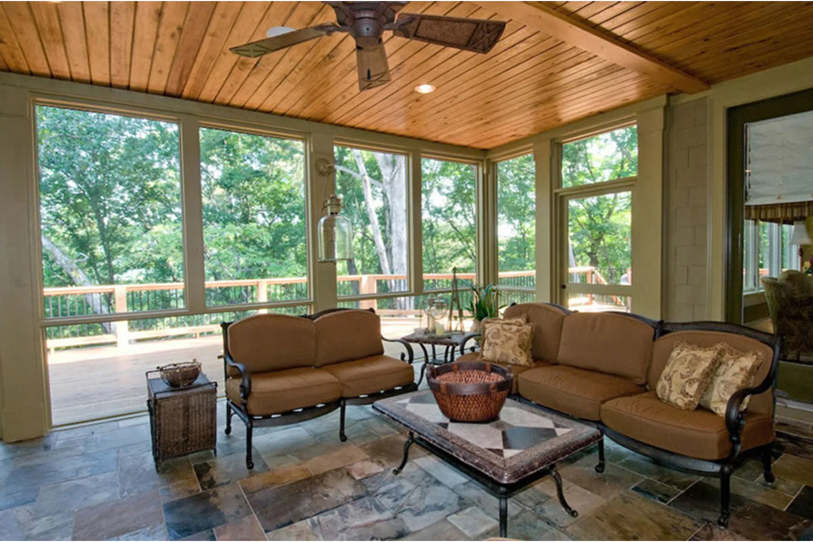 a living room with a large window