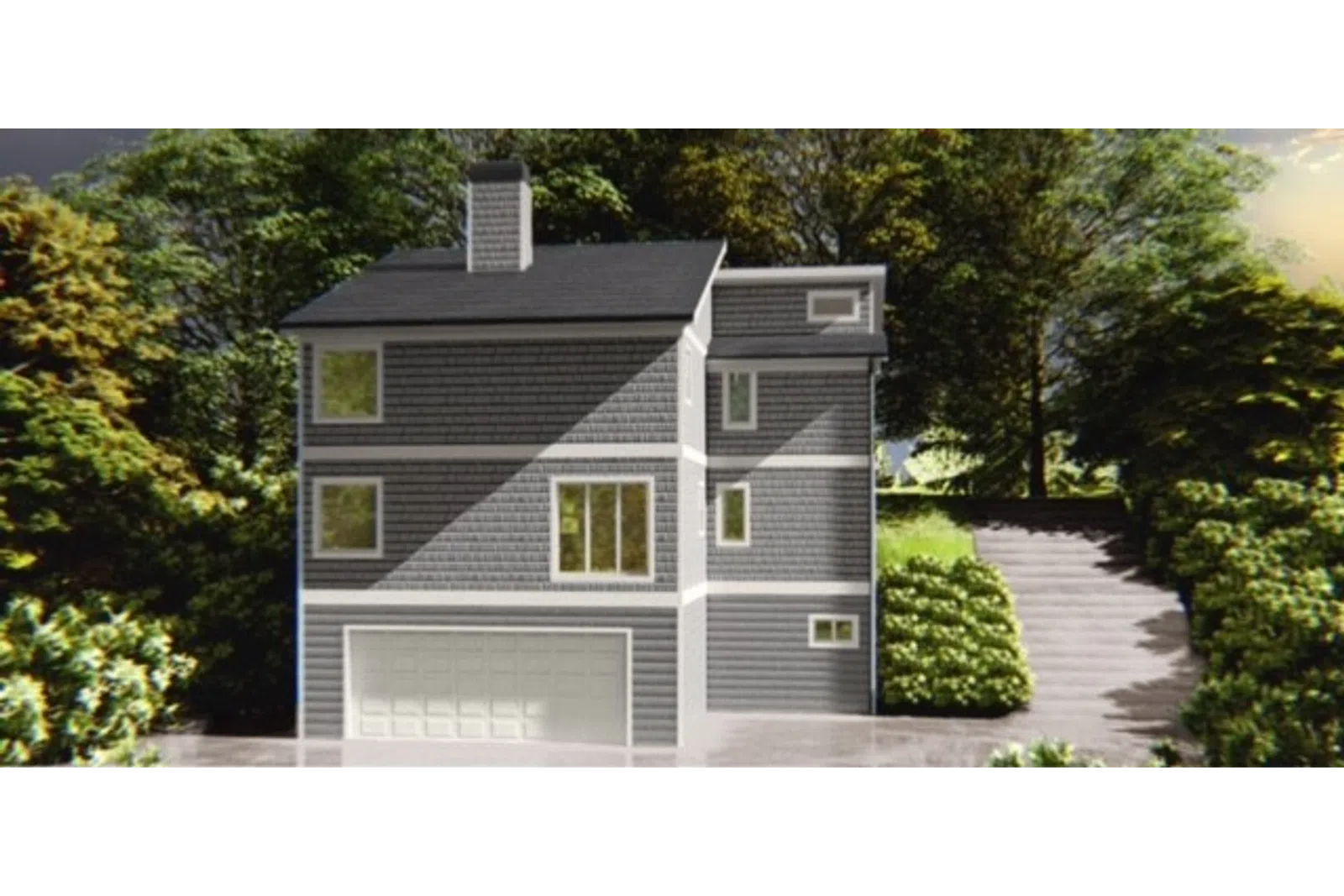 a house with trees around it