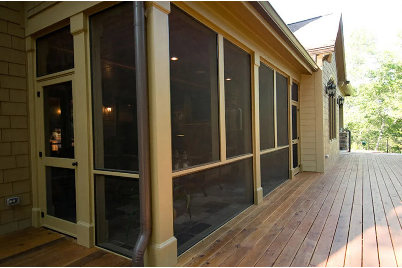 a house with glass doors