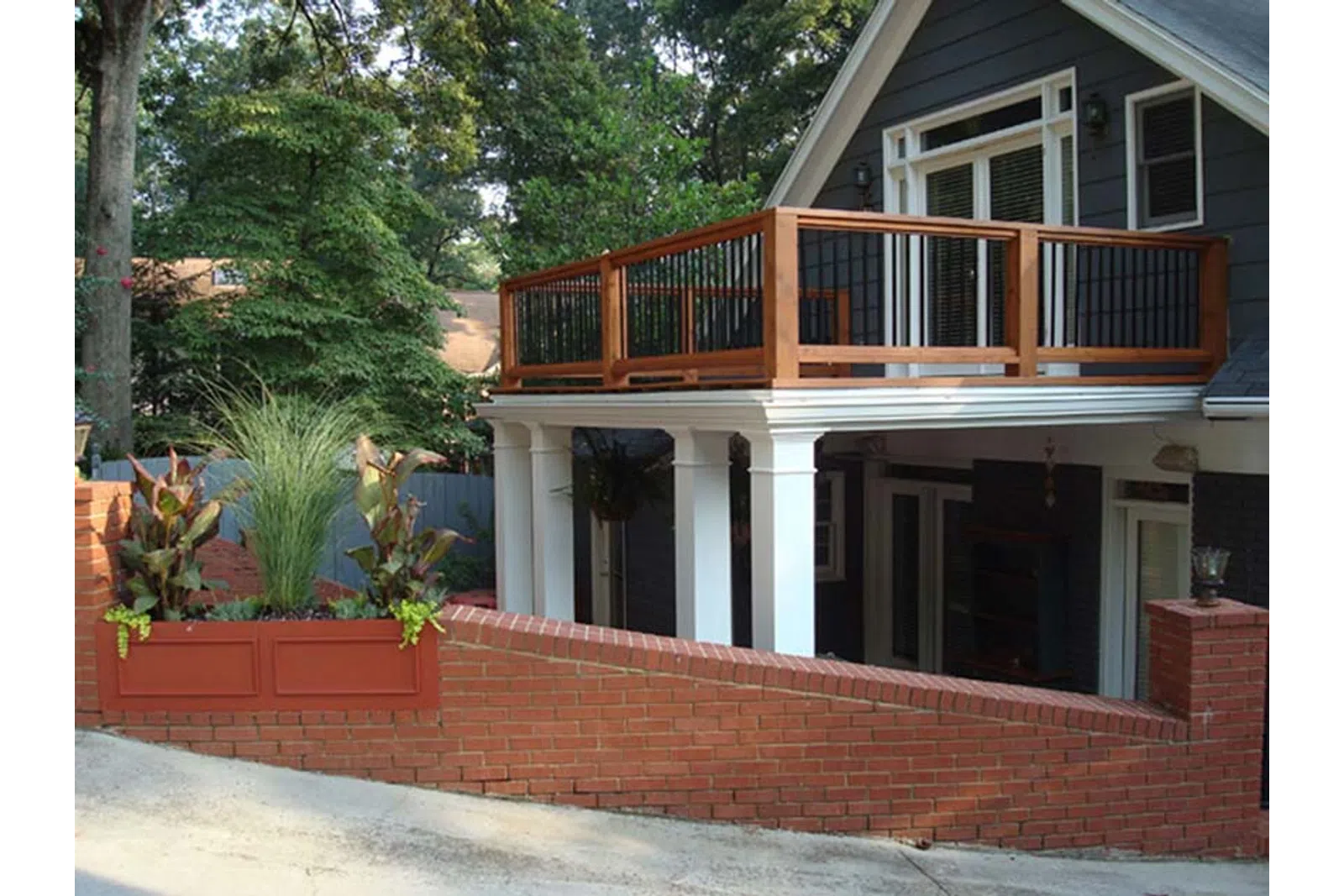a house with a brick wall