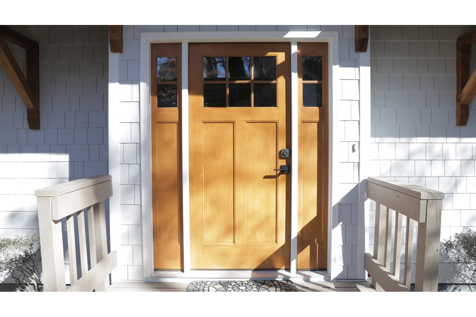 a wooden door in a house