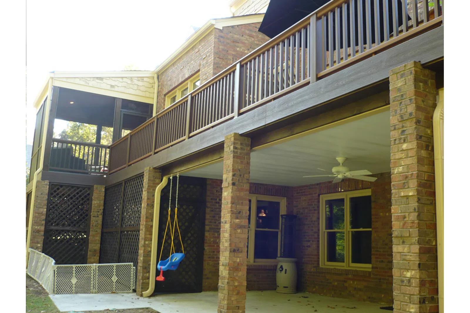 a house with a brick patio