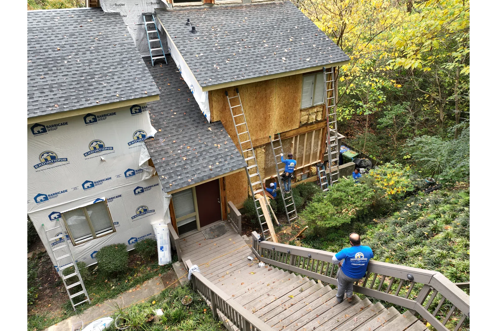 a group of people on a deck