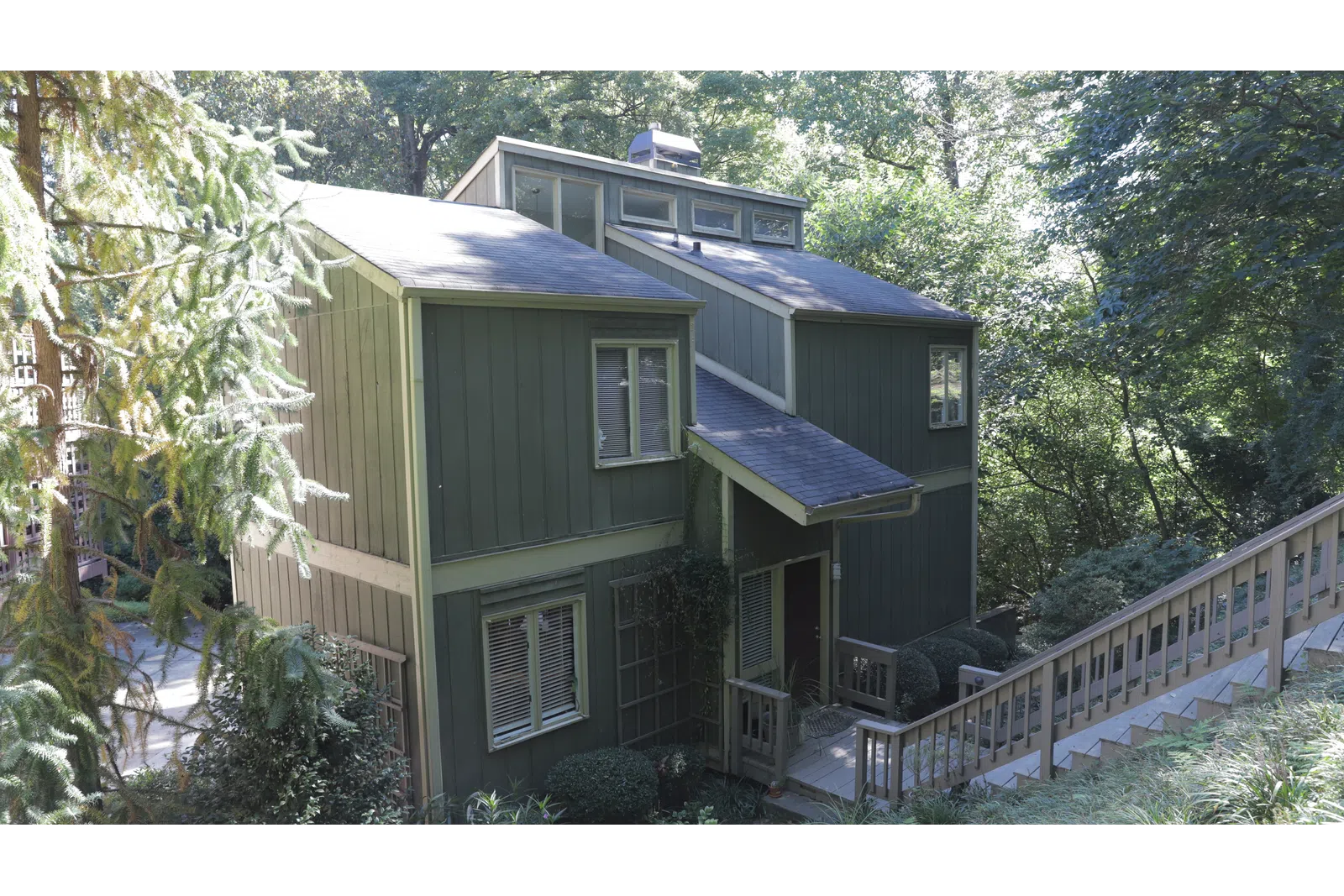 a house with trees around it