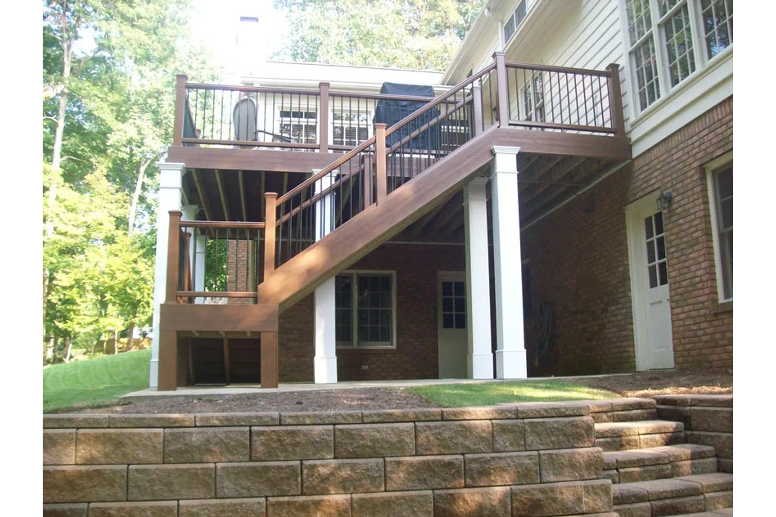 a brick building with a stone staircase